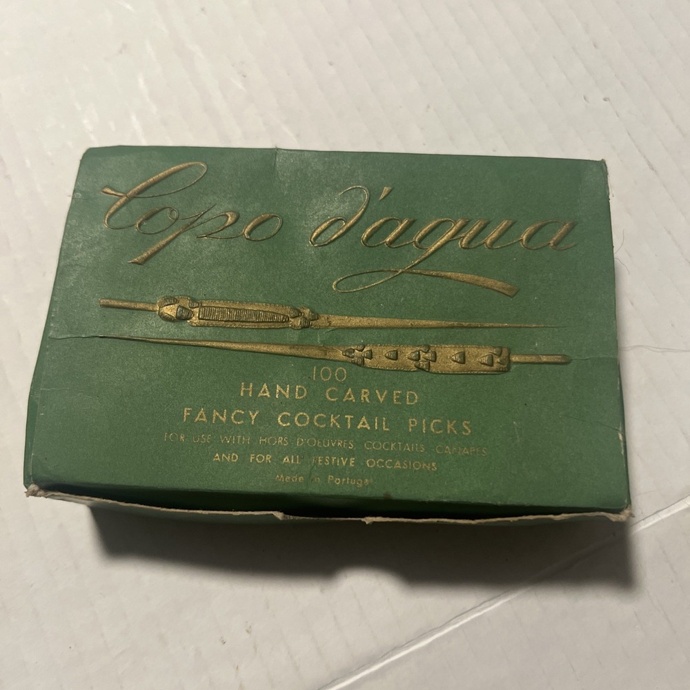 VTG Hand Carved Wood Cocktail Picks Copo d’agua Portugal Barware Set 71pc